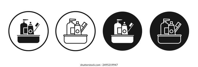 Hygiene kit vector icon set black filled and outlined style.