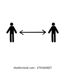Hygiene line art poster with prevention: social distance. Medicine icons isolated on white background. Outline style. Use to website, templates