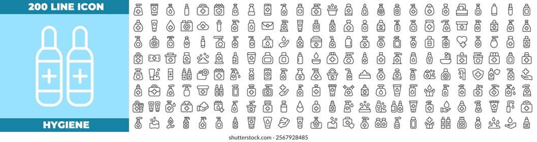 Hygiene Line Editable Icons set. Vector illustration in modern thin line style of hygiene icons: hand, shower, bath, etc