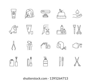 Hygiene line icons, signs, vector set, outline illustration concept 