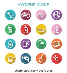 hygiene long shadow icons, flat vector symbols