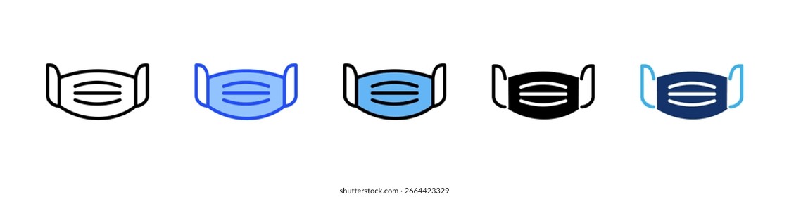 Hygiene Mask Icon Collection With Multiple Styles