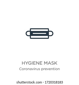 Vector de icono de máscara de higiene. Icono moderno de máscara de higiene plana de la colección Coronavirus Prevention aislado en fondo blanco. La ilustración vectorial puede utilizarse para el diseño gráfico web y móvil, el logotipo, 
