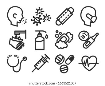 Hygiene, medical flat icons for prevent the spread of the virus and to maintain health.