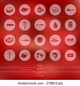 hygiene modern icons for mobile interface on blurred background