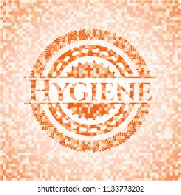 Hygiene orange mosaic emblem with background