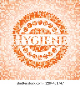 Hygiene orange mosaic emblem with background