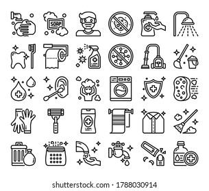 hygiene outline vector icons pixel perfect