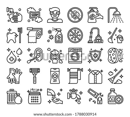hygiene outline vector icons pixel perfect