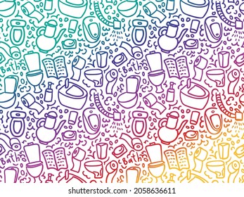 Patrón de higiene. Fondo vectorial del doodle de diseño del inodoro