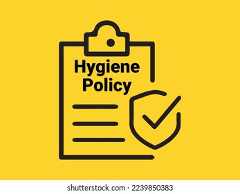 hygiene policy icon, line symbol on yellow background - editable stroke vector illustration eps10