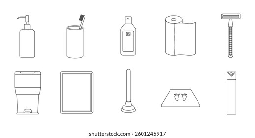 Hygiene product outline vector set illustration