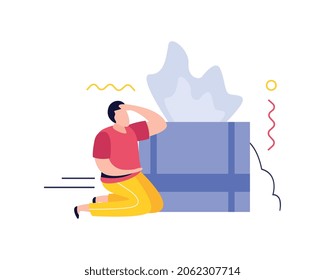 Hygiene protection flat composition with pack of antibacterial napkins vector illustration