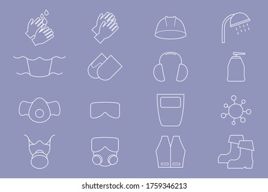 Hygiene protection Icons set - Vector outline symbols of medical and sanitary safety for the site or interface
