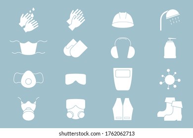 Hygiene protection Icons set - Vector silhouettes of medical and sanitary safety for the site or interface