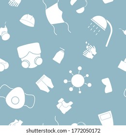 Hygiene protection - Vector background (seamless pattern) of silhouettes medical and sanitary safety for graphic design
