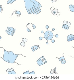 Hygiene protection - Vector color background (seamless pattern) of medical and sanitary safety for graphic design