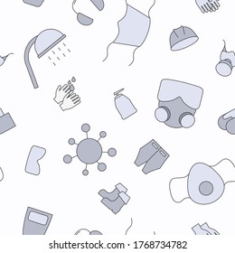 Hygieneschutz - Vektorfarbener Hintergrund (nahtloses Muster) der medizinischen und hygienischen Sicherheit für Grafikdesign