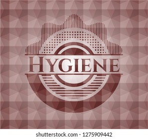 Hygiene red polygonal badge. Seamless.