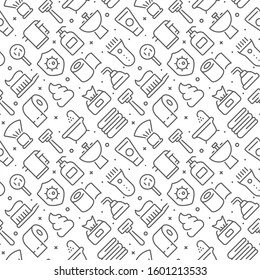 Hygiene related seamless pattern with outline icons