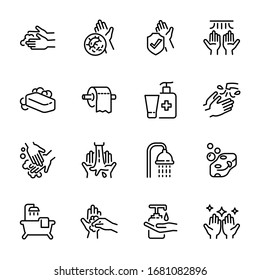 Hygiene related thin icon set 6, vector eps10.