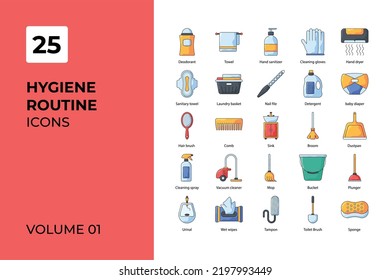 Hygiene Routine icons collection. Set contains such Icons as Hygiene Routine, branding, business, care and more