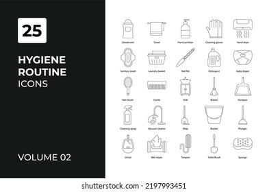 Hygiene Routine icons collection. Set contains such Icons as Hygiene Routine, branding, business, care and more