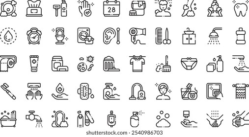 Iconos de rutina de higiene Iconos vectoriales de alta calidad Colección con trazo editable. Ideal para Profesional y Proyectos Creativos.