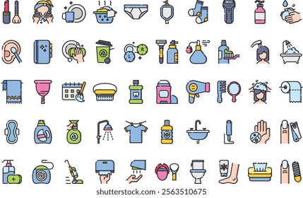 Hygiene routine icons High-Quality Vector Icons Collection with Editable Stroke. Ideal for Professional and Creative Projects.