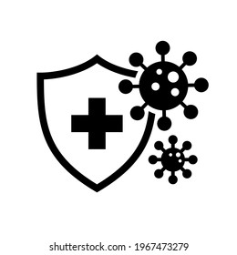 Hygiene shield from germ icon, Immune system logo, Virus protection, Medical treatment and prevention of COVID-19 coronavirus outbreak concept, Isolated on white background, Vector illustration