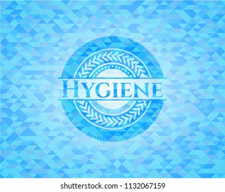 Hygiene sky blue emblem with mosaic background