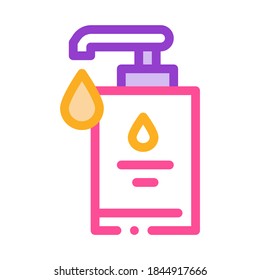 Hygiene Soap Bottle Icon Vector. Outline Man Strikethrough Mark Sign. Isolated Contour Symbol Illustration