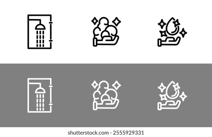 Hygiene symbol set - flat hygiene treatment symbols.