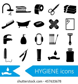 hygiene theme modern simple black icons set eps10