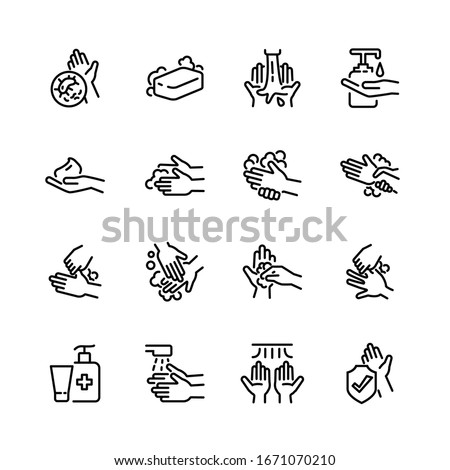 Hygiene thin line icon set 3, vector eps10.