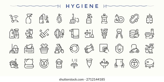 Hygiene vector icon set. Protection isolated icons. Vector outline icons collection. Wash related icon set. Vector illustration. Pixel perfect.