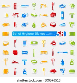 hygiene vector sticker icons with shadow. Paper cut