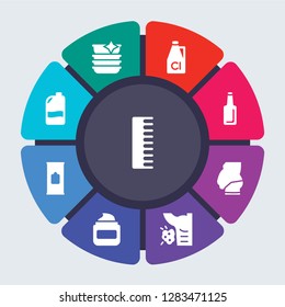 hygiene vector template for infographics. Business concept with 9 options, steps, parts, segments. Banner infographic cycling diagram, round chart, Comb, Clean dishes, Chlorine, Bottle icons