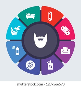hygiene vector template for infographics. Business concept with 9 options, steps, parts, segments. Banner infographic cycling diagram, round chart, beardy, Bathroom, Bandage, Bacteria icons