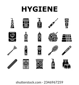 hygiene virus hand soap clean icons set vector. protection wash, health water, bathroom care, healthy corona, bacteria people hygiene virus hand soap clean glyph pictogram Illustrations