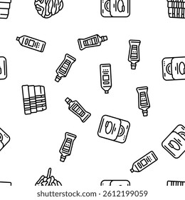 hygiene virus hand soap clean vector seamless pattern thin line illustration