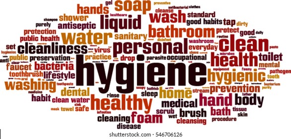 Hygiene Wort Cloud Konzept. Vektorgrafik