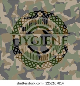 Hygiene written on a camo texture