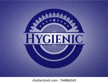 Hygienic badge with denim background