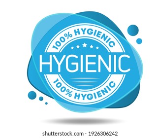 Hygienic. Blue sticker, label or badge of hygiene information

