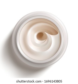 Hygienic face cream. Cosmetic cream top view. Vector illustration.