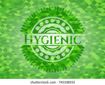 Hygienic green emblem with mosaic background