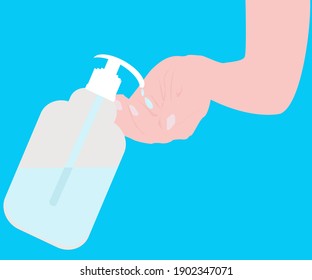 hygienic and hand sanitizer flat vector concept