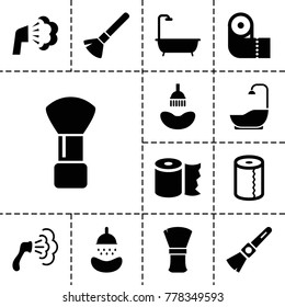 Hygienic icons. set of 13 editable filled hygienic icons such as shower, shaving brush