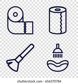 Hygienic icons set. set of 4 hygienic outline icons such as shower, shaving brush